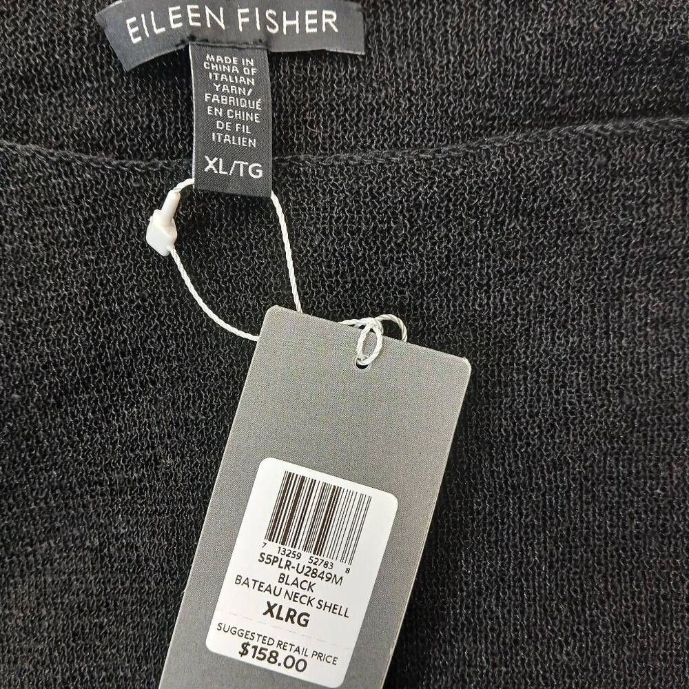 Eileen fisher womens xl linen knit tank shell top black boat neck shirt - Picture 4 of 9